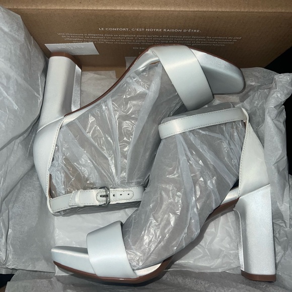 Paid $137. New in Box! Never Worn! White satin heels. - Picture 3 of 5